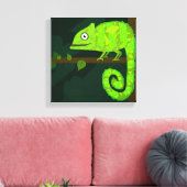 Grünes niedliches Chamäleon Leinwanddruck (Insitu (Wohnzimmer))