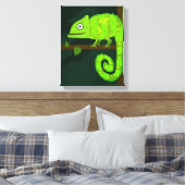 Grünes niedliches Chamäleon Leinwanddruck (Insitu (Schlafzimmer))