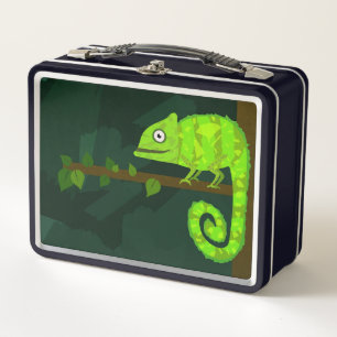 Grünes niedliches Chamäleon Metall Brotdose