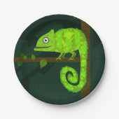 Grünes niedliches Chamäleon Pappteller (Vorderseite)
