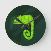 Grünes niedliches Chamäleon Runde Wanduhr (Vorderseite)
