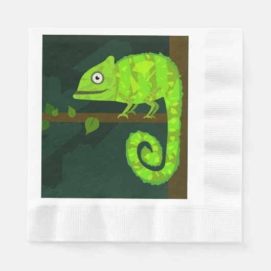 Grünes niedliches Chamäleon Serviette (Vorderseite)