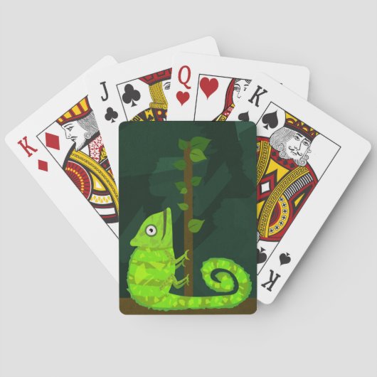 Grünes niedliches Chamäleon Spielkarten (Rückseite)