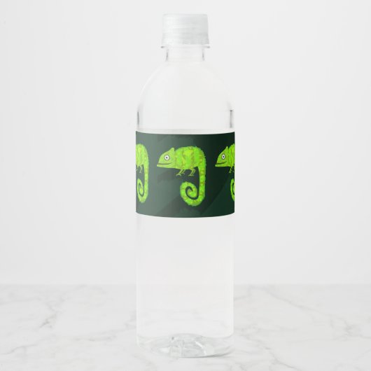 Grünes niedliches Chamäleon Wasserflaschenetikett (Vorderseite)