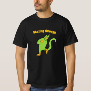 Grünes niedliches Monster für Skate T-Shirt
