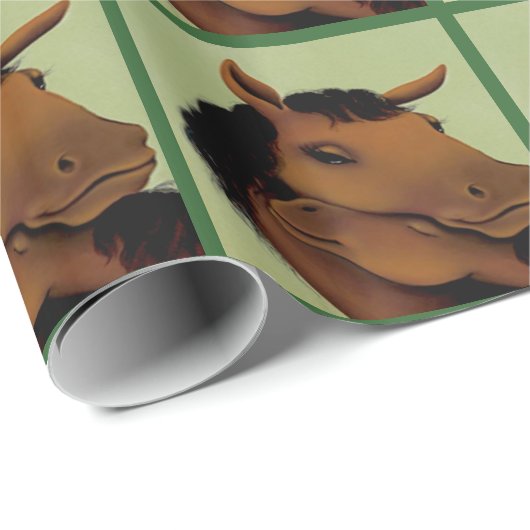Grünes Niedliches Pony Wrapping Geschenkpapier (Rolleneckpunkt)
