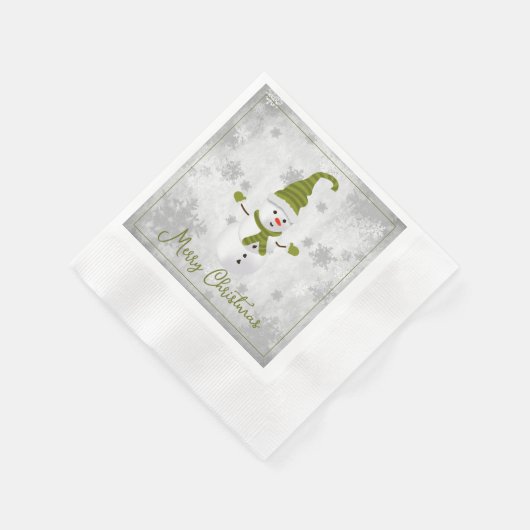 Grünes Niedliches Schneepapier Napkin Serviette (Ecke)