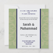 Grünes nobles islamisches Hochzeitseinladung katb Einladung (Rückseite)