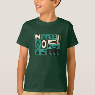 Grünes Noel Vintage Blockdruck T-Shirt