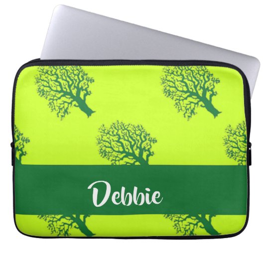 Grünes Oakbaummuster Laptopschutzhülle (Vorderseite)