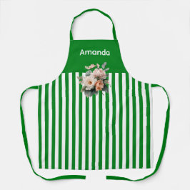 Grünes Oberteil mit weißen Streifen Schürze