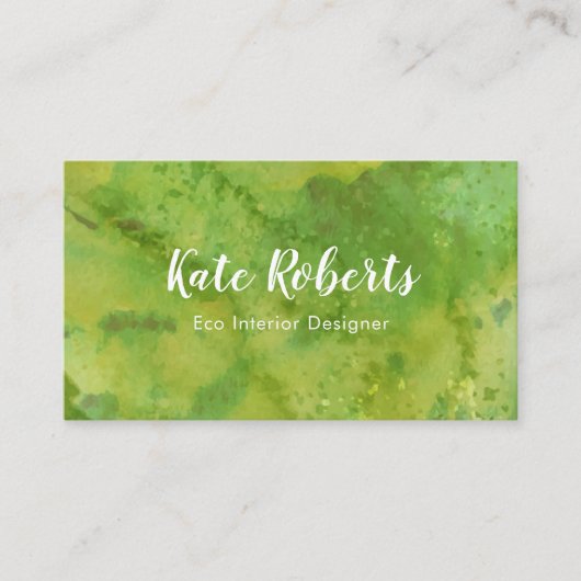 Grünes Öko der Watercolorgeschäftskarte | Visitenkarte (Vorderseite)
