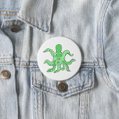 Grünes Oktopus-Zeichen Quirky-Seemonster Button