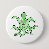 Grünes Oktopus-Zeichen Quirky-Seemonster Button (Vorderseite)