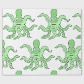 Grünes Oktopus-Zeichen Quirky-Seemonster Geschenkpapier (Flach)