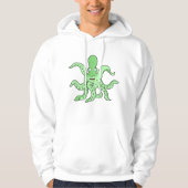 Grünes Oktopus-Zeichen Quirky-Seemonster Hoodie (Vorderseite)