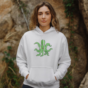 Grünes Oktopus-Zeichen Quirky-Seemonster Hoodie