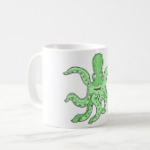 Grünes Oktopus-Zeichen Quirky-Seemonster Kaffeetasse (Vorderseite Links)
