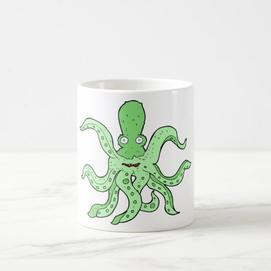 Grünes Oktopus-Zeichen Quirky-Seemonster Kaffeetasse (Mittel)