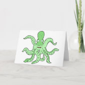 Grünes Oktopus-Zeichen Quirky-Seemonster Karte (Vorderseite)
