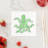 Grünes Oktopus-Zeichen Quirky-Seemonster Serviette (Beispiel)