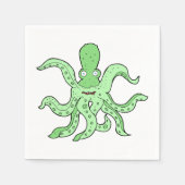 Grünes Oktopus-Zeichen Quirky-Seemonster Serviette (Vorderseite)