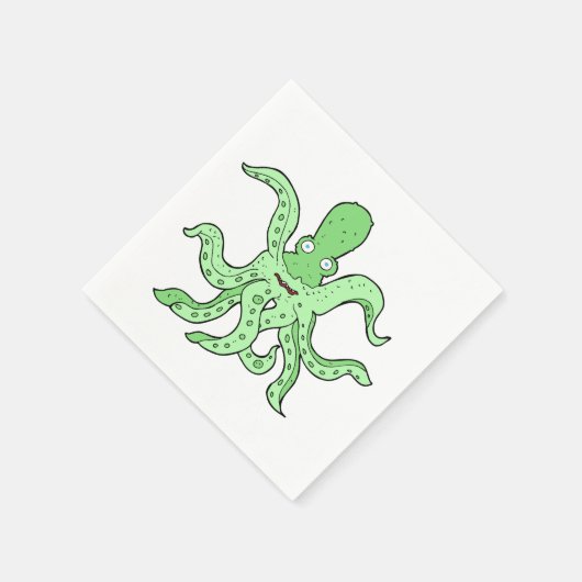 Grünes Oktopus-Zeichen Quirky-Seemonster Serviette (Ecke)
