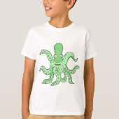 Grünes Oktopus-Zeichen Quirky-Seemonster T-Shirt (Vorderseite)