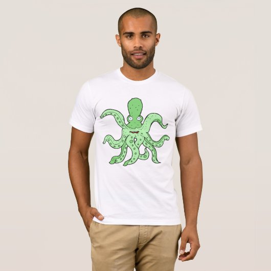 Grünes Oktopus-Zeichen Quirky-Seemonster T-Shirt (Vorne ganz)