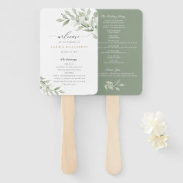 Grünes Olive Branch Babys Breath Wedding Programm Fächer