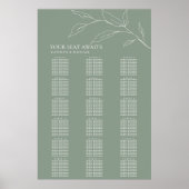 Grünes Olive Leaf Hochzeit 18 Tischsitze Poster (Vorne)
