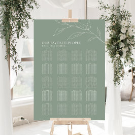 Grünes Olive Leaf Hochzeit 20 Tischsitze Poster
