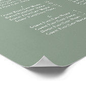 Grünes Olive Leaf Hochzeit Alphabetisches Sitzen Poster (Ecke)