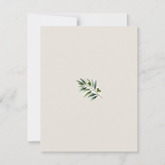 Grünes Olive Leaf Knochen Weiß & Gold Rustikale UA Einladung (Rückseite)