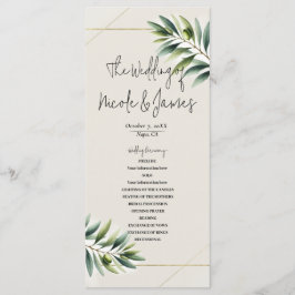 Grünes Olive Leaf Knochen Weißes & Gold Rustikales Programm