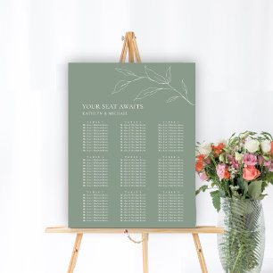 Grünes Olivenblatt Hochzeit 9 Tafelsitze Poster