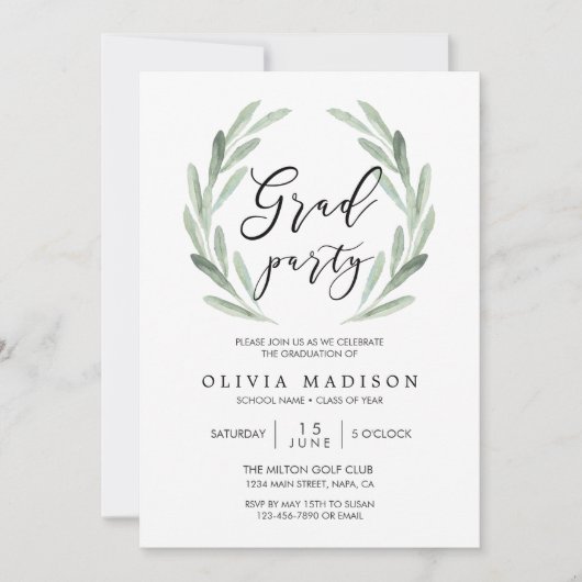 Grünes olivgrüne einladung (Vorderseite)