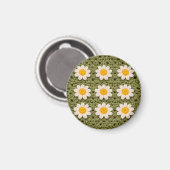 Grünes Oma-Quadrat-Häkelmuster mit Gänseblümchen f Magnet (Vorderseite/Rückseite)