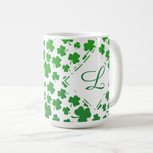 Grünes Ombre 3-Blatt-Kleeblatt-Schamrock-Muster Kaffeetasse
