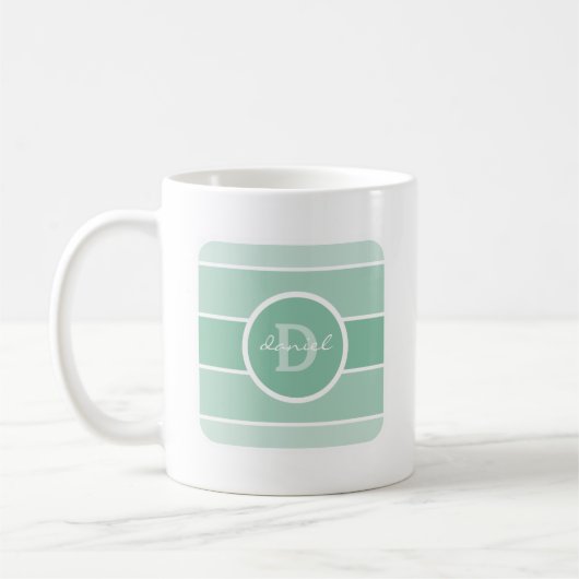 Grünes Ombre Monogramm Kaffeetasse (Links)
