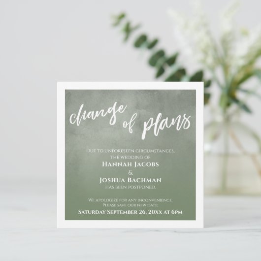 Grünes Ombre Zurückgestellt Hochzeitwechsel Karte (Stehend Vorderseite)