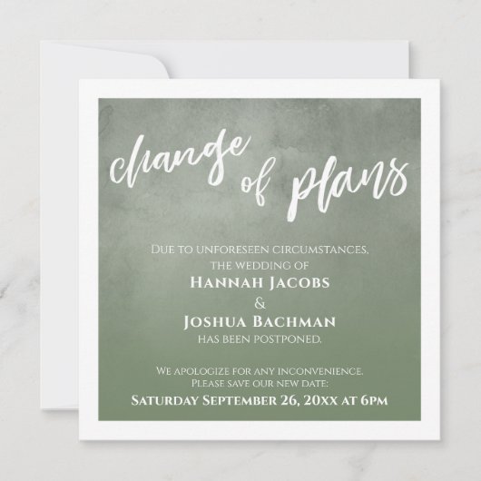 Grünes Ombre Zurückgestellt Hochzeitwechsel Karte (Vorderseite)