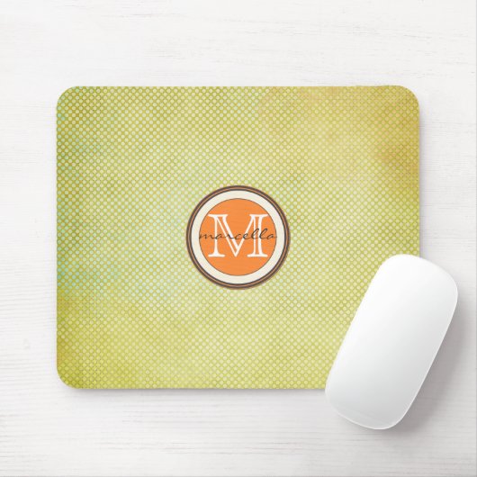 Grünes orange Halbtonmonogramm Mousepad (Mit Mouse)
