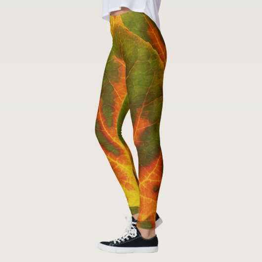 Grünes orange u. gelbes Aspen-Blatt #1 Leggings (Links)