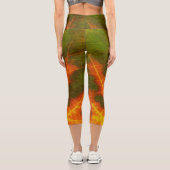 Grünes Orange und gelbes Aspen Leaf #1 Capri Leggings (Rückseite)