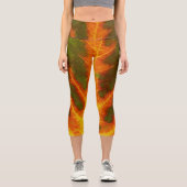 Grünes Orange und gelbes Aspen Leaf #1 Capri Leggings (Vorderseite)