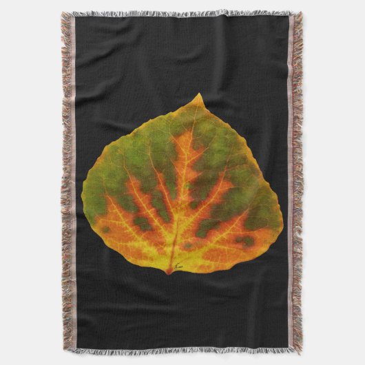 Grünes Orange und gelbes Aspen Leaf #1 Decke (Vorderseite Vertikal)