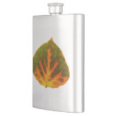 Grünes Orange und gelbes Aspen Leaf #1 Flachmann (Links)