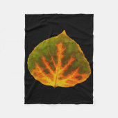 Grünes Orange und gelbes Aspen Leaf #1 Fleecedecke (Vorderseite)