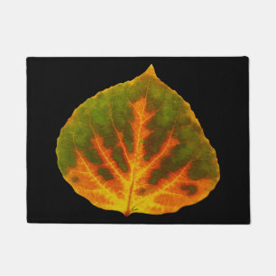 Grünes Orange und gelbes Aspen Leaf #1 Fußmatte